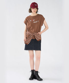 To b. by agnès b. To b. by agnes b.× green label relaxing オーガニックコットン プリントTシャツ "cool!!" ブラウン