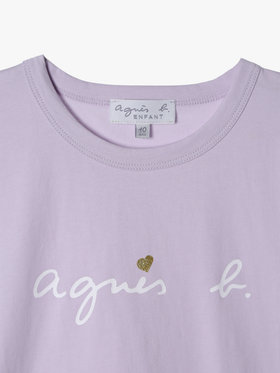 ENFANT ガールズ キッズ ロゴ ハート プリント コットン 半袖 Tシャツ "Pirate" パープル系その他