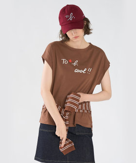 To b. by agnès b. To b. by agnes b.× green label relaxing オーガニックコットン プリントTシャツ "cool!!" ブラウン