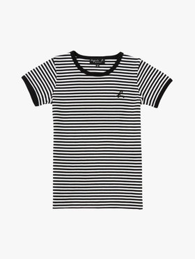 ENFANT ユニセックス キッズ "b."ロゴ コットン ボーダーTシャツ ブラック