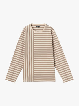 by R 限定品】agnes b. 細ボーダーxストライプ コットン 長袖 Tシャツ