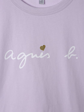 ENFANT ガールズ キッズ ロゴ ハート プリント コットン 半袖 Tシャツ "Pirate" パープル系その他