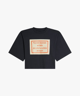 FEMME ウィメンズ プリント コットン 五分袖 アーティスト Tシャツ "Roberto Martinez" グレー