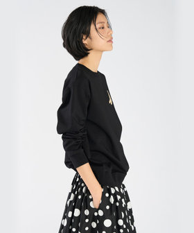FEMME ウィメンズ "b."ロゴ コットン 長袖 スウェット ブラック