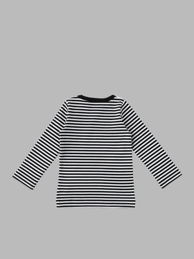 ENFANT ベビー ベビー "b."ロゴ 細ボーダー 長袖 Tシャツ ブラック