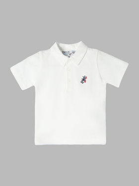 ENFANT ベビー ベビー 刺繍 ポロシャツ "Lezard" ホワイト