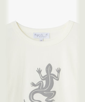 ENFANT ユニセックス キッズ ロゴ アイコニック プリント コットン 長袖 Tシャツ "Lezard" ホワイト