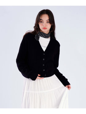 To b. by agnès b. 【Outlet】コットン Vネック ニット カーディガン ブラック