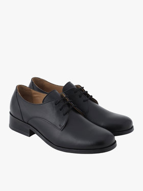 FEMME ウィメンズ レザー ダービーシューズ "Jeanne" ブラック