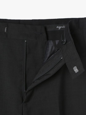 HOMME メンズ ウール スリムパンツ ”Lucky” グレー×ブラック