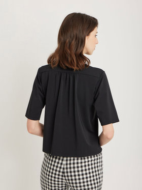 FEMME ウィメンズ 【Outlet】オフィサーカラー 5分袖 ブラウス "Gina" ブラック
