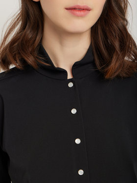 FEMME ウィメンズ 【Outlet】オフィサーカラー 5分袖 ブラウス "Gina" ブラック