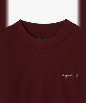 HOMME メンズ メンズ ロゴ 刺繍 コットン 半袖 Tシャツ "Horace" ボルドー