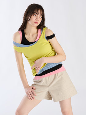 To b. by agnès b. リブ タンクトップ ブラック