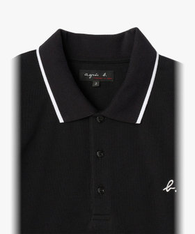 HOMME メンズ メンズ "b."ロゴ 刺繍 コットン 半袖 ポロシャツ "Brazilia" ブラック