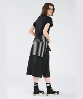 To b. by agnès b. ロゴ プリント コットン 半袖 ロング ワンピース ブラック