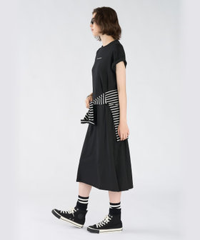 ロゴ プリント コットン 半袖 ロング ワンピース（6671WW03000）｜To b