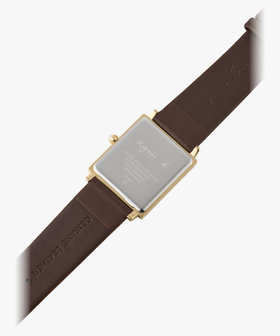 HOMME メンズ ブラウン レザー スクエア ウォッチ "Marcello" ダークブラウン