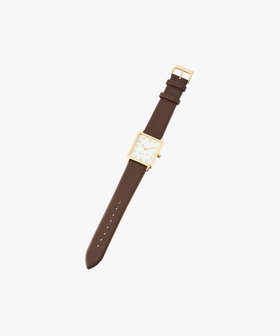 HOMME メンズ ブラウン レザー スクエア ウォッチ "Marcello" ダークブラウン