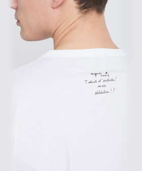 FEMME ウィメンズ オーガニックコットン プリント 半袖 アーティスト Tシャツ "JIM JOE" ホワイト