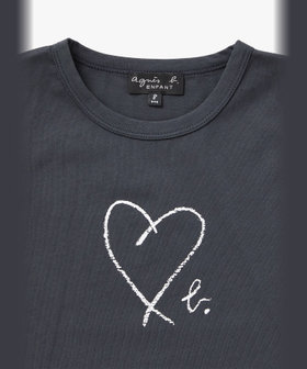 ENFANT ユニセックス キッズ "b."ロゴ ハート プリント コットン 半袖 Tシャツ "Pirate" グレー