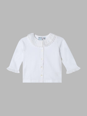 ENFANT ベビー ベビー コットン フリル レース ブラウス "Volant Dentelle" ホワイト
