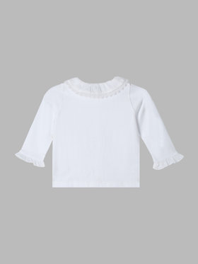 ENFANT ベビー ベビー コットン フリル レース ブラウス "Volant Dentelle" ホワイト