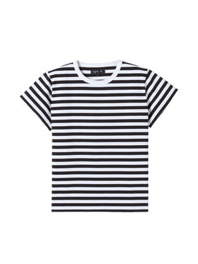 細ボーダー コットン 半袖Tシャツ "Brando"