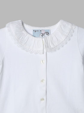 ENFANT ベビー ベビー コットン フリル レース ブラウス "Volant Dentelle" ホワイト