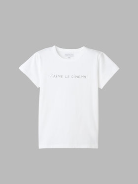 FEMME ウィメンズ メッセージ プリント コットン 半袖 Tシャツ "J'aime le cinema!" ホワイト