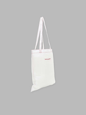 To b. by agnès b. 【Outlet】ロゴ刺繍 アーカイブテキスタイル トートバッグ&シュシュ セット ホワイト