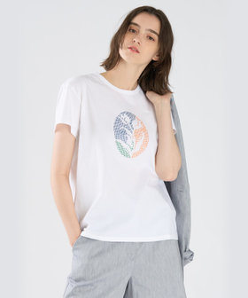To b. by agnès b. Blooms in Dots(Tulip) オーガニックコットン 半袖 アーティスト Tシャツ ホワイト