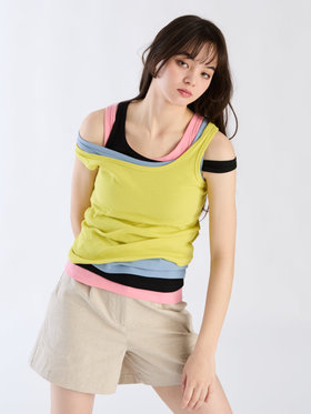 To b. by agnès b. 【Outlet】リブタンクトップ イエロー