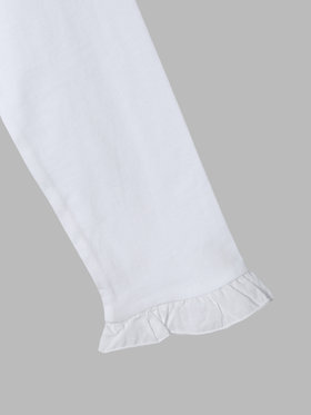 ENFANT ガールズ キッズ コットン フリル レース ブラウス "Volant Dentelle" ホワイト