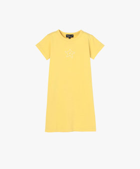 ENFANT ガールズ キッズ "b." ロゴ スター コットン 半袖 ワンピース "Pirate" イエロー