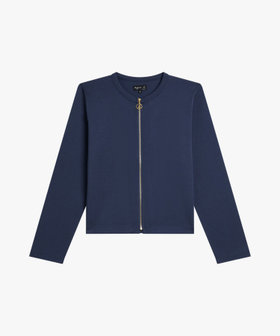 FEMME ウィメンズ コットン 長袖 カーディガン "Zip" ブルー系その他