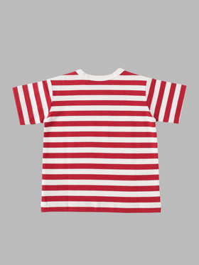 ENFANT ベビー ベビー コットン 細ボーダー 半袖 Tシャツ レッド×ホワイト