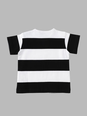 ENFANT ベビー ベビー コットン 太ボーダー 半袖 Tシャツ ホワイト×ブラック