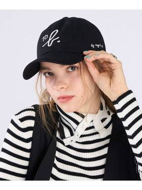 To b. by agnès b. "To b." ビッグロゴ 刺繍 キャップ ブラック