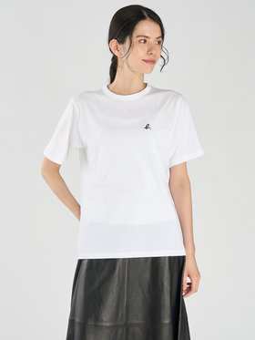 FEMME ウィメンズ "b" ロゴ 刺繍 コットン 半袖 Tシャツ "b. style" ホワイト