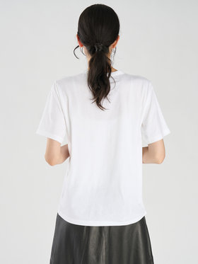 FEMME ウィメンズ "b" ロゴ 刺繍 コットン 半袖 Tシャツ "b. style" ホワイト