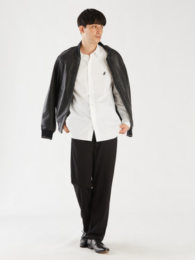 HOMME メンズ メンズ アイコニック 刺繍 コットン 長袖 シャツ ”Lezard” ホワイト