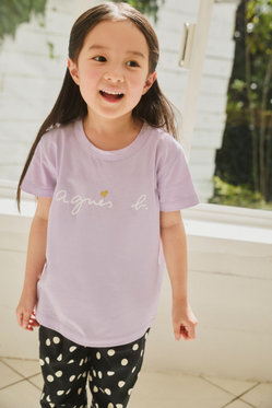ENFANT ガールズ キッズ ロゴ ハート プリント コットン 半袖 Tシャツ "Pirate" パープル系その他