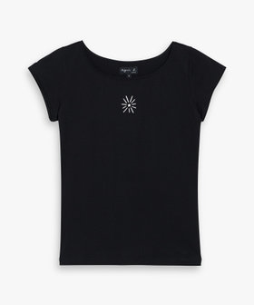 FEMME ウィメンズ プリント オーガニックコットン 半袖 Tシャツ "Australie" ブラック