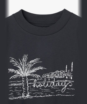 HOMME メンズ メンズ プリント コットン 半袖 Tシャツ "Horace" グレー