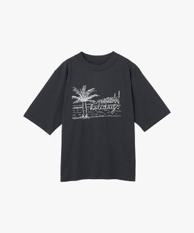 HOMME メンズ メンズ プリント コットン 半袖 Tシャツ "Horace" グレー