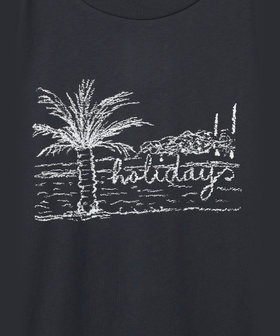 HOMME メンズ メンズ プリント コットン 半袖 Tシャツ "Horace" グレー