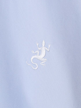 HOMME メンズ メンズ アイコニック 刺繍 コットン 長袖 シャツ ”Lezard” ブルー系その他