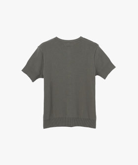 FEMME ウィメンズ "b."ロゴ刺繍 コットンニット 半袖 カーディガンプレッション "Swing" カーキ