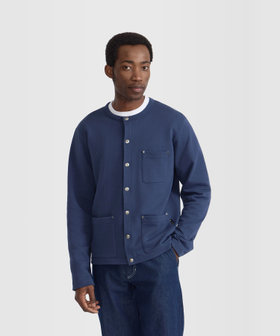 HOMME メンズ メンズ コットン メルトン 長袖 カーディガンプレッション "Khelian" ブルー系その他